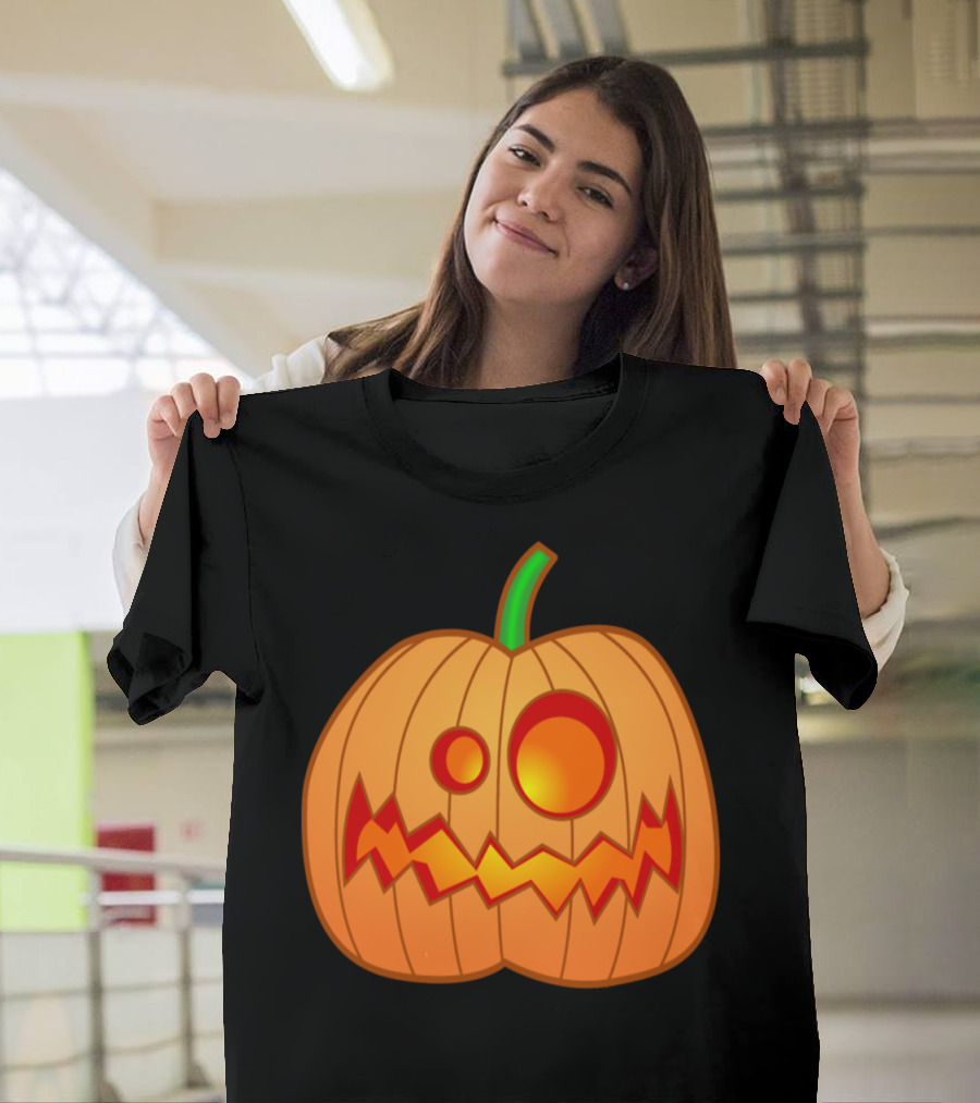 Pumpkin Head Jack-O'-Lantern Face Design Halloween T-Shirt