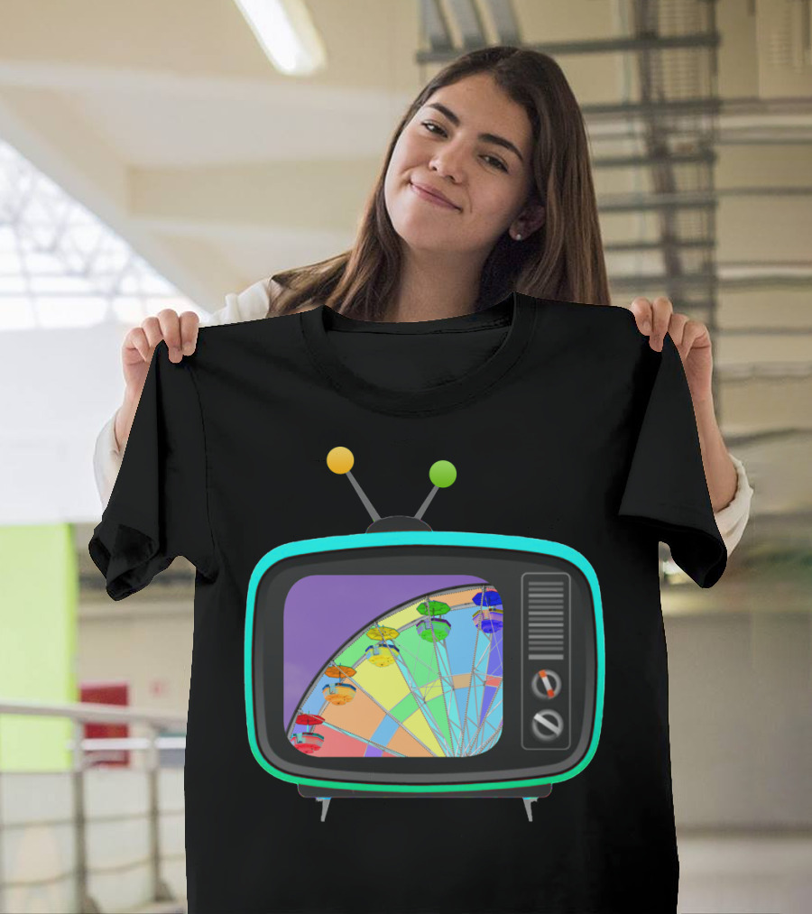 Colorful Ferris Wheel on Retro Television Screen Ferris TV T-Shirt