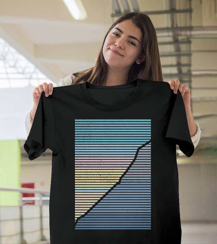 Multi-Colored Striped Mountain Landscape Summer Vibes T-Shirt