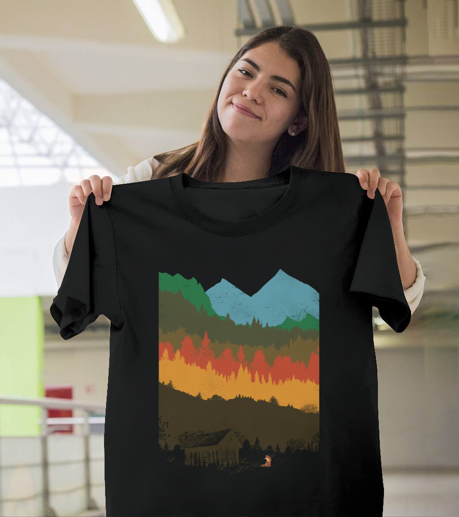 Scenic Mountain Forest Layers Camping in 'Hunting Season' Vista T-Shirt