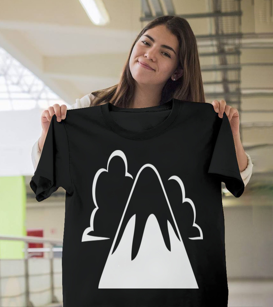 Mountain And Clouds Silhouette Graphic Nature Motif T-Shirt