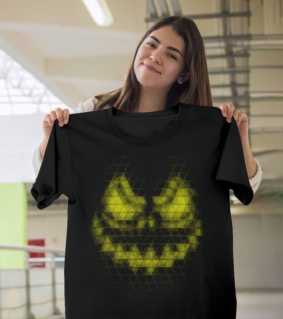 Halloween Pumpkin Fractal Evil Yellow Triangular Face T-Shirt