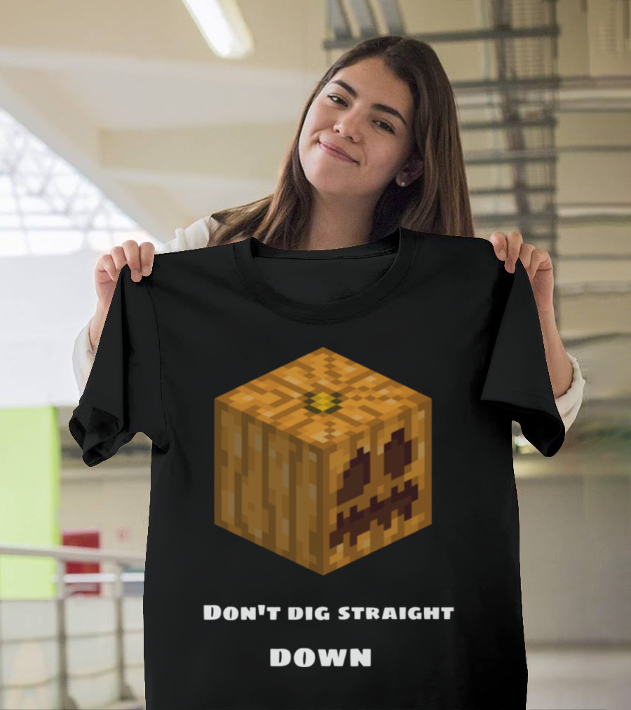 Minecraft Halloween Pumpkin Don't Dig Straight Down T-Shirt