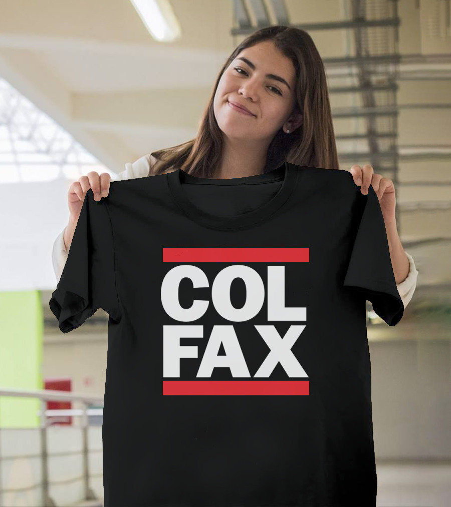 COL FAX Streetwear Fashion Bold Typography in Black and Red T-Shirt