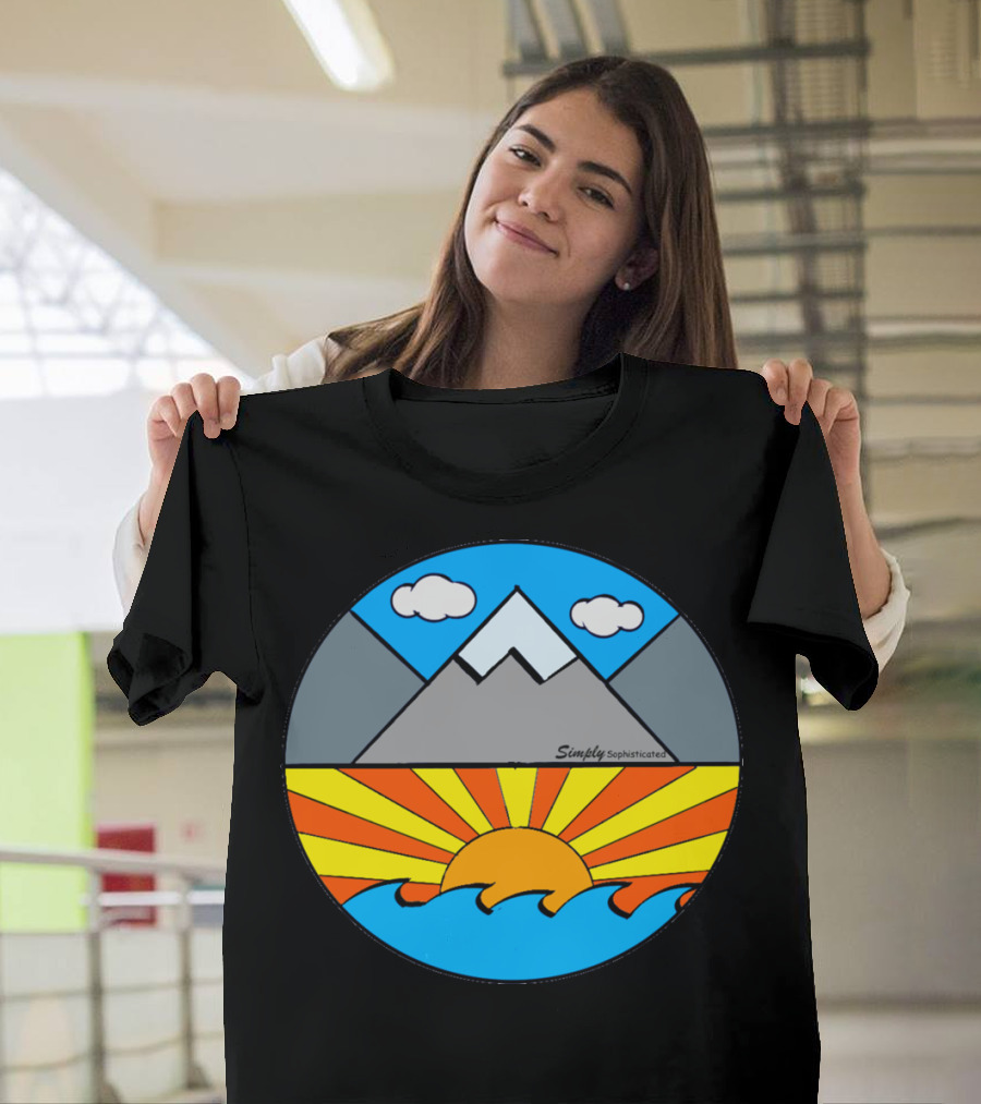 Simply Sophisticated Mountains Sunrise Ocean Scene T-Shirt