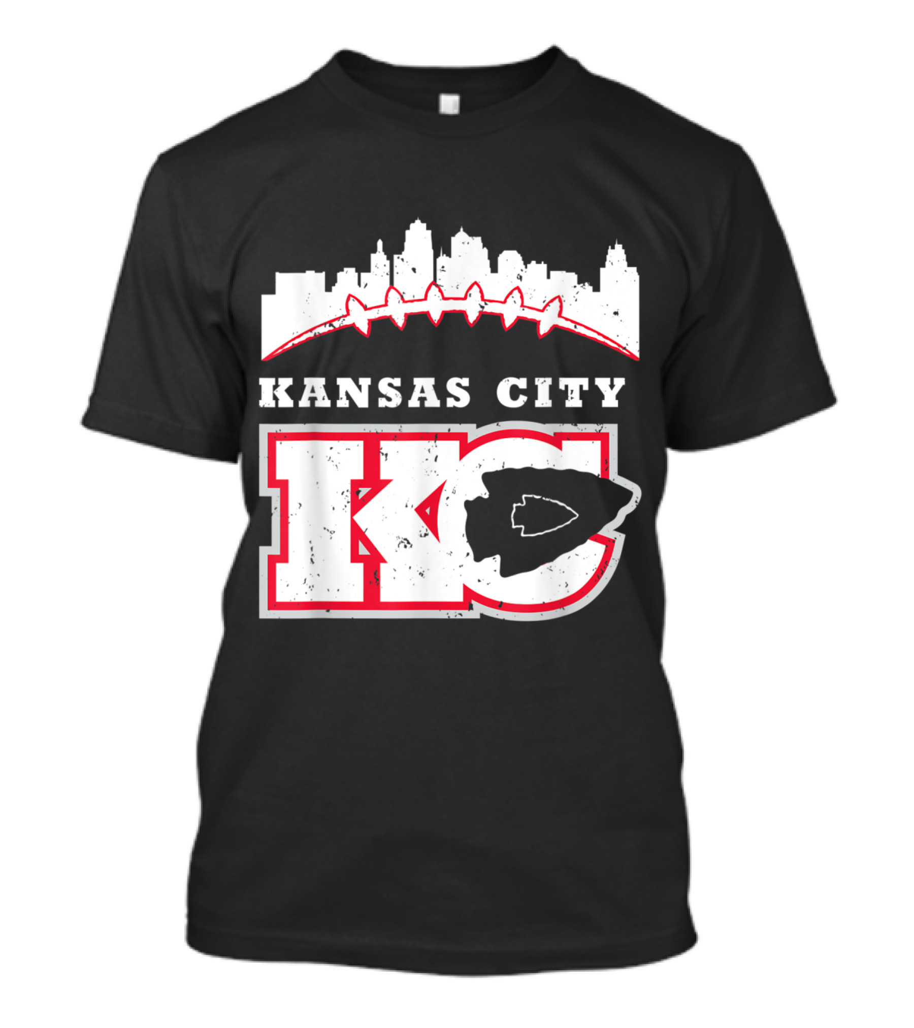 Kansas City KC Skyline Pigskin Football Chiefs Arrowhead T-Shirt