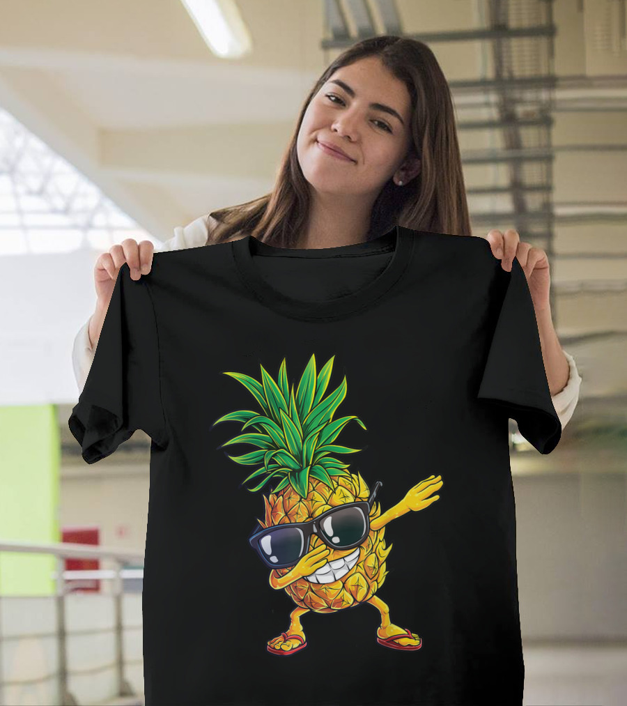Dabbing Pineapple Sunglasses Aloha Beaches Fun Summer Vibes T-Shirt