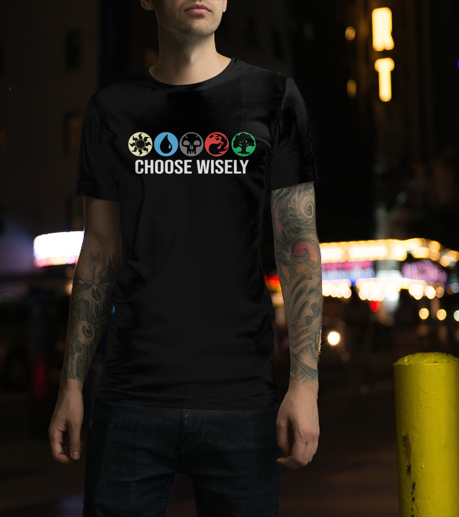 Magic Mana Symbols Choose Wisely Black T-Shirt