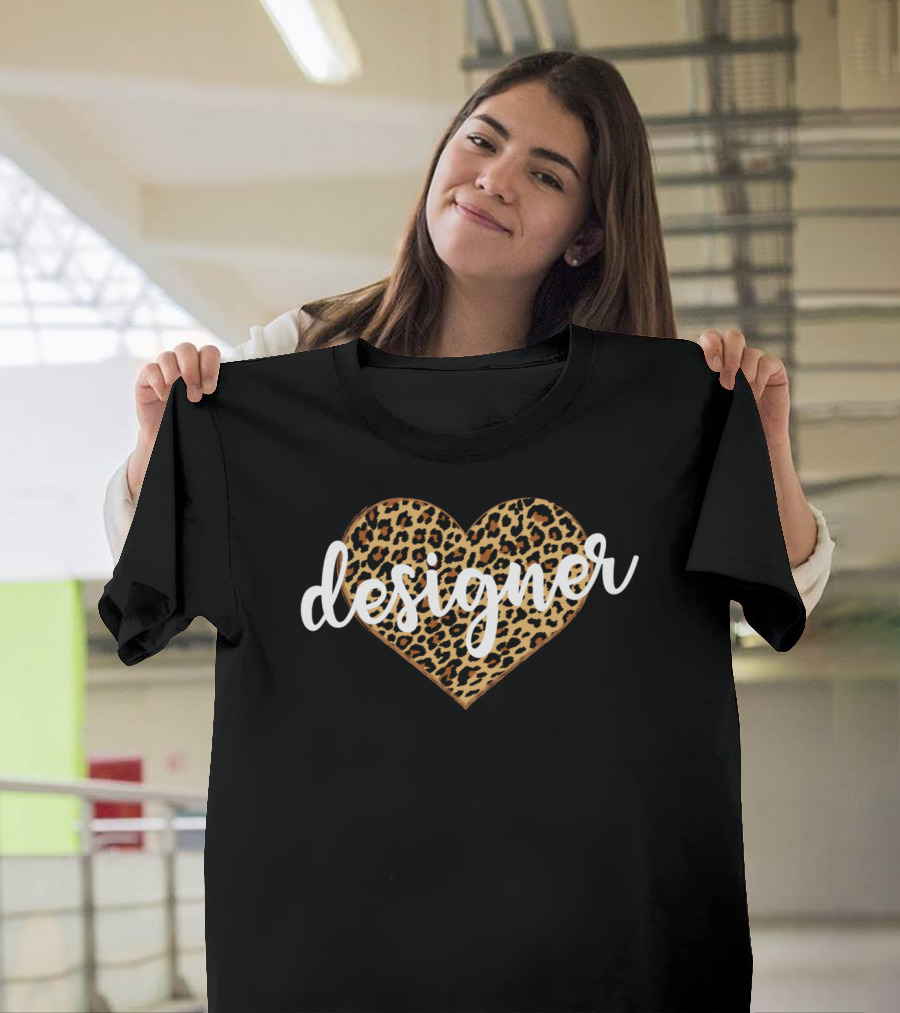 Designer Leopard Print Heart T-Shirt