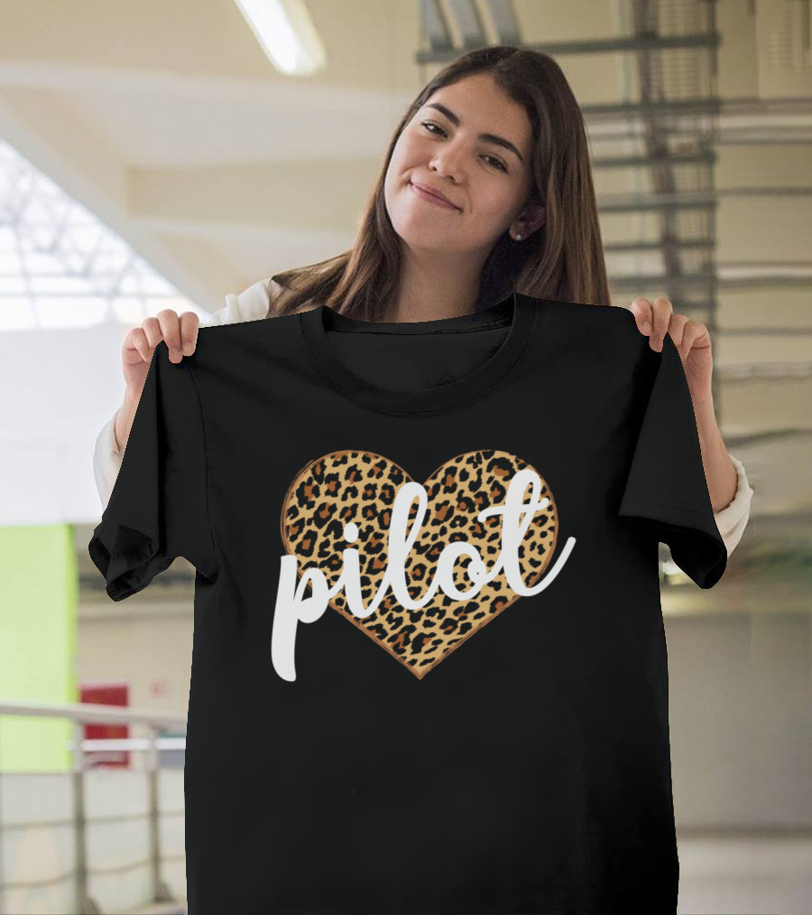 Pilot Leopard Print Heart T-Shirt
