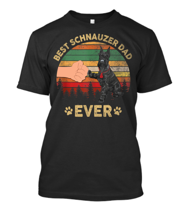 Best Schnauzer Dad Ever Vintage Fist Bump Paw Prints T-Shirt