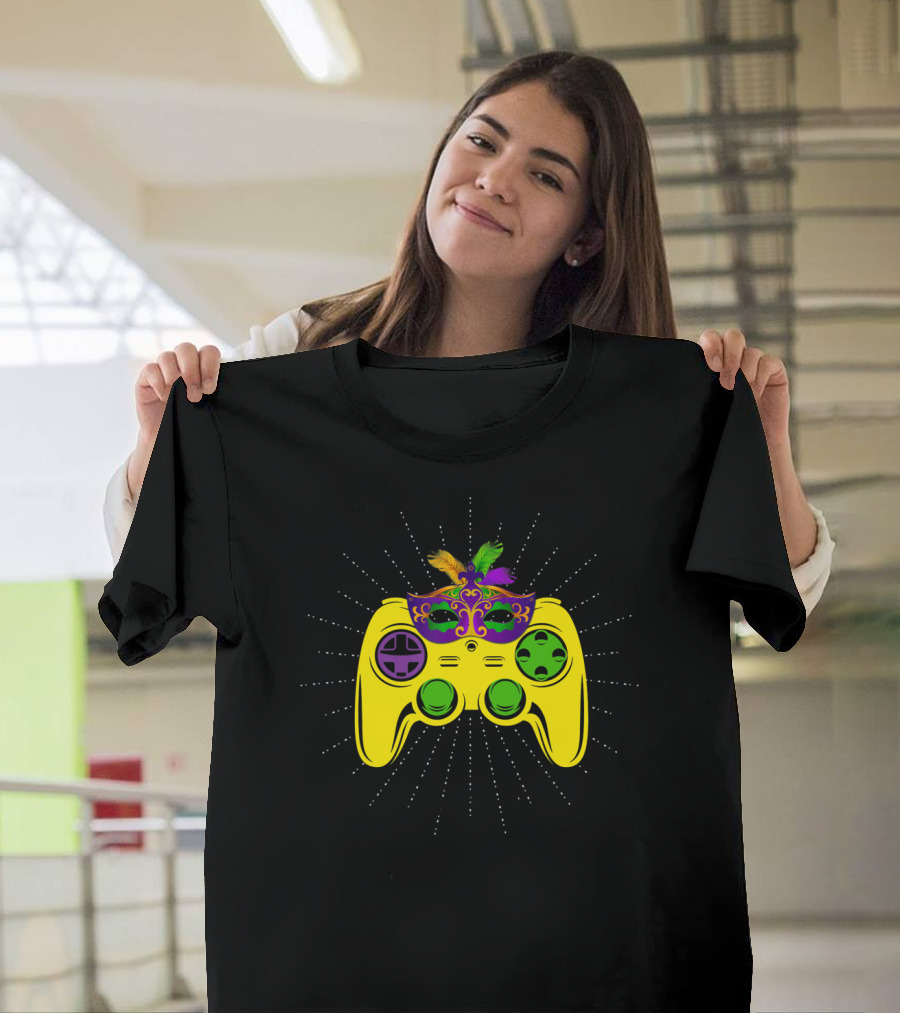 Mardi Gras Video Game Controller Gamer Sport Love T-Shirt