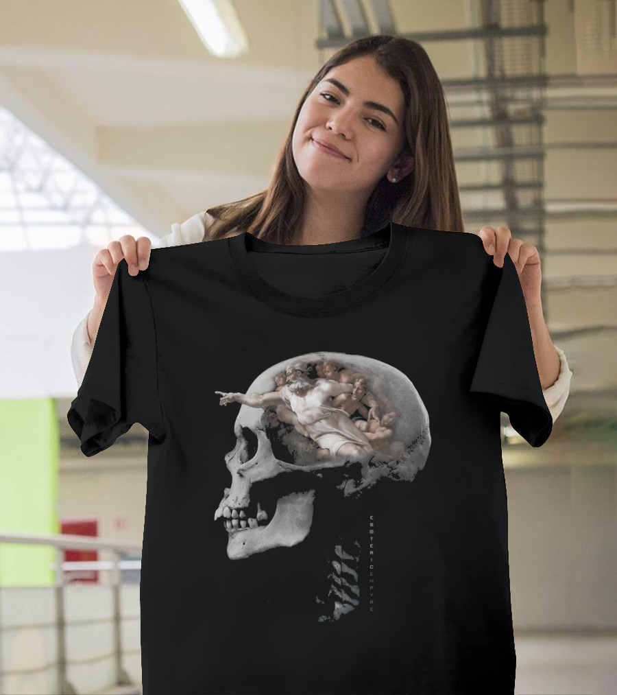 Creation Of Adam Michelangelo Sistine Skull Esoteric Empire T-Shirt