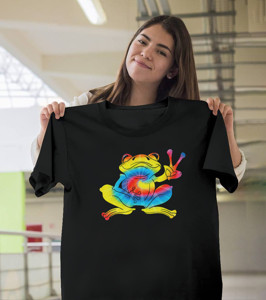 Cool Tie Dye Funny Hippie Peace Frog Tadpole T-Shirt