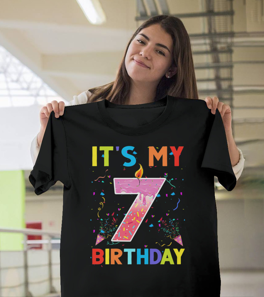 It's My Birthday 7 Candles Confetti T-Shirt