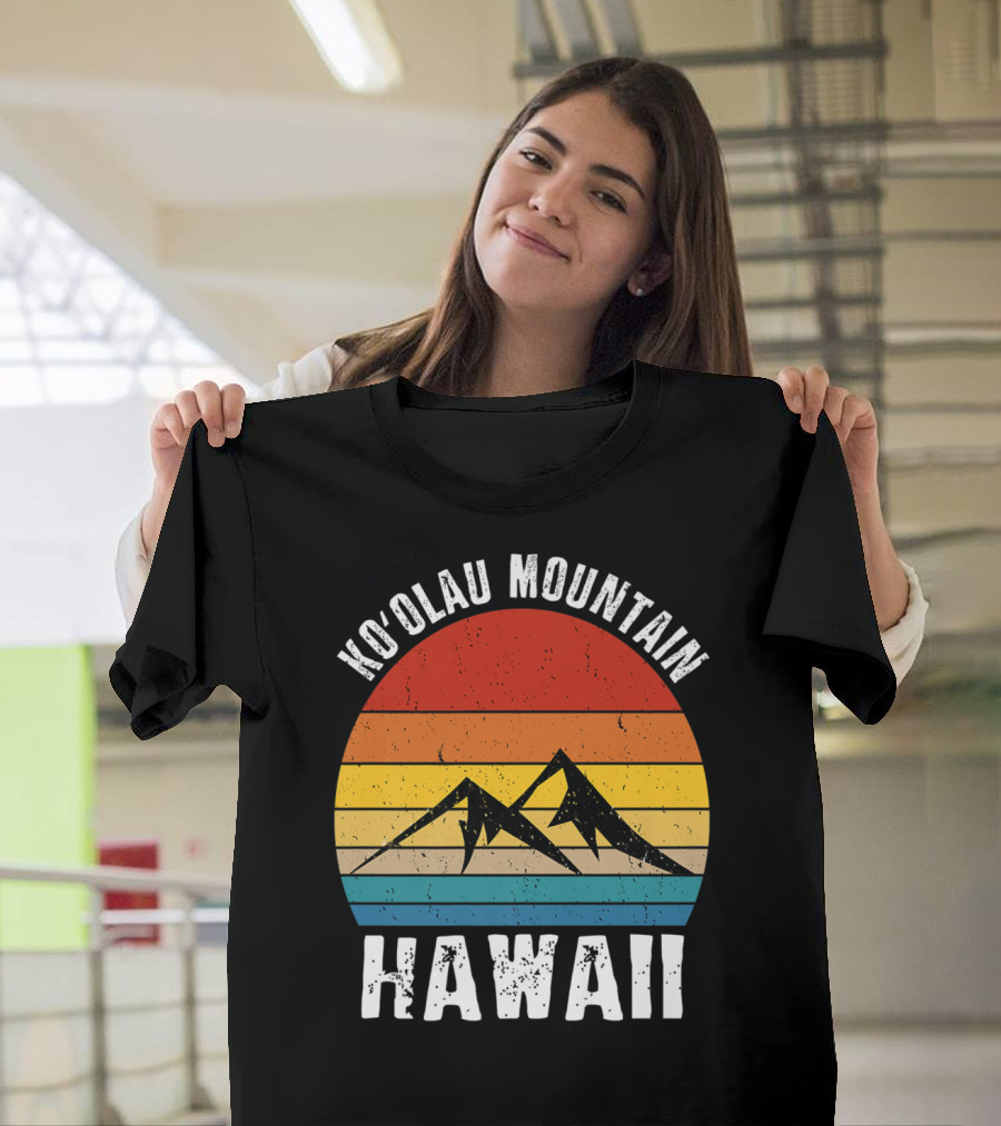 Ko'olau Mountain Hawaii Retro Sunset Stripes T-Shirt