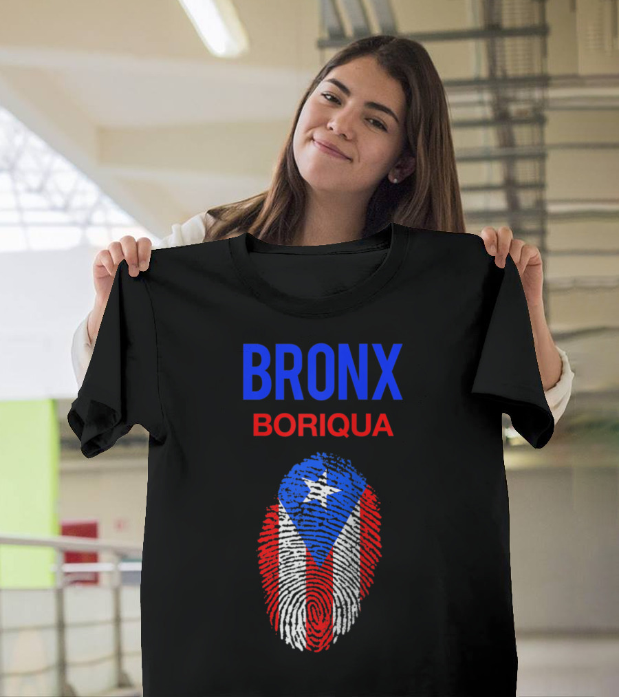 Bronx Boriqua Puerto Rico Flag Fingerprint NYC Nuyorican T-Shirt