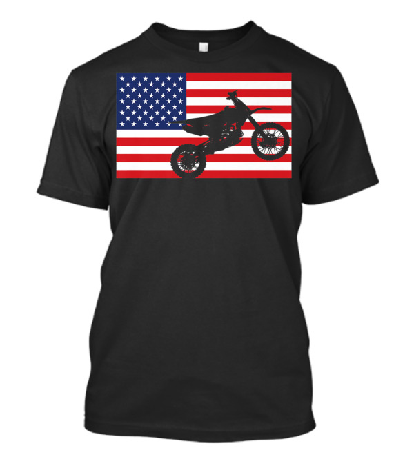 Dirt Bike American Flag Enduro Bikes Rider Motocross USA T-Shirt
