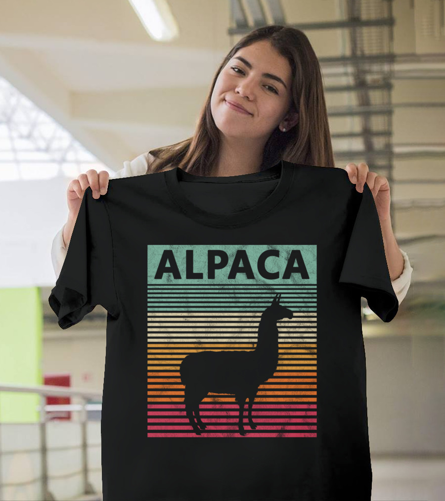 Alpaca Retro Vintage Stripes T-Shirt