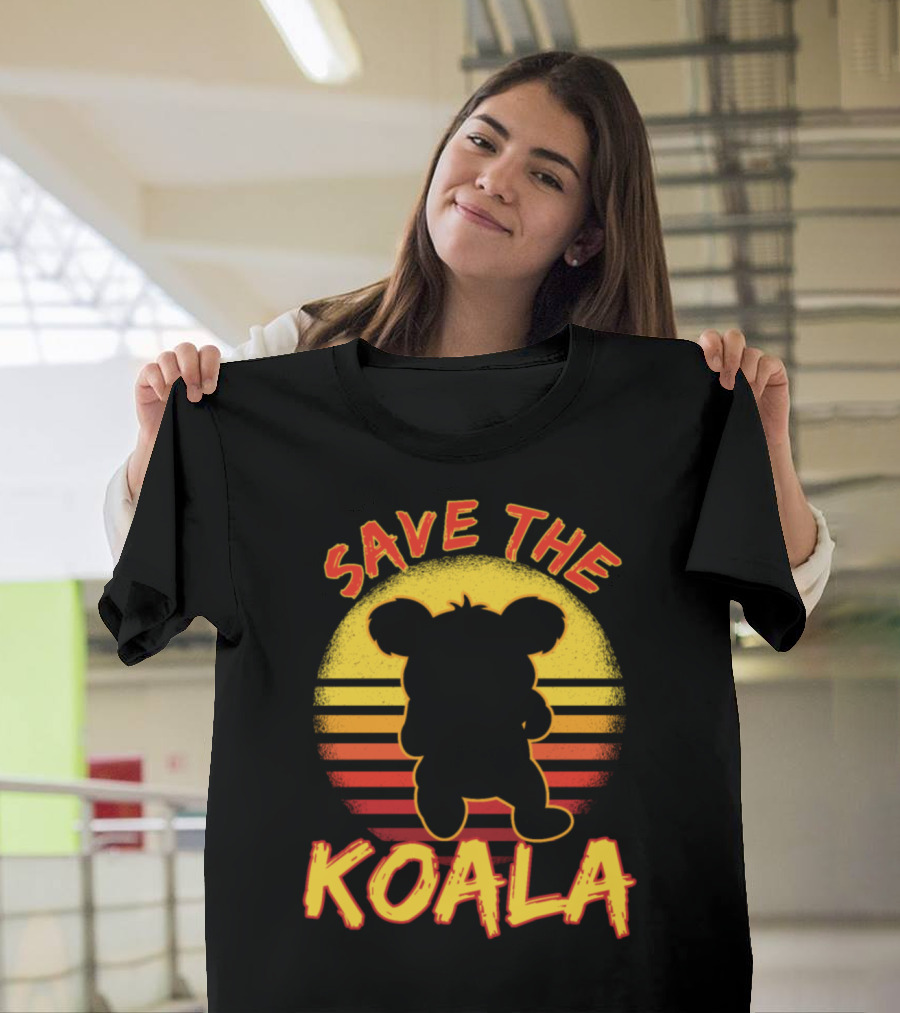 Save The Koala Bear Rescue Koala Silhouette Retro Sunset T-Shirt