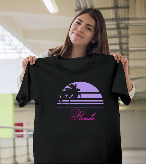 Florida Souvenir Black Palms Lavender Moon T-Shirt