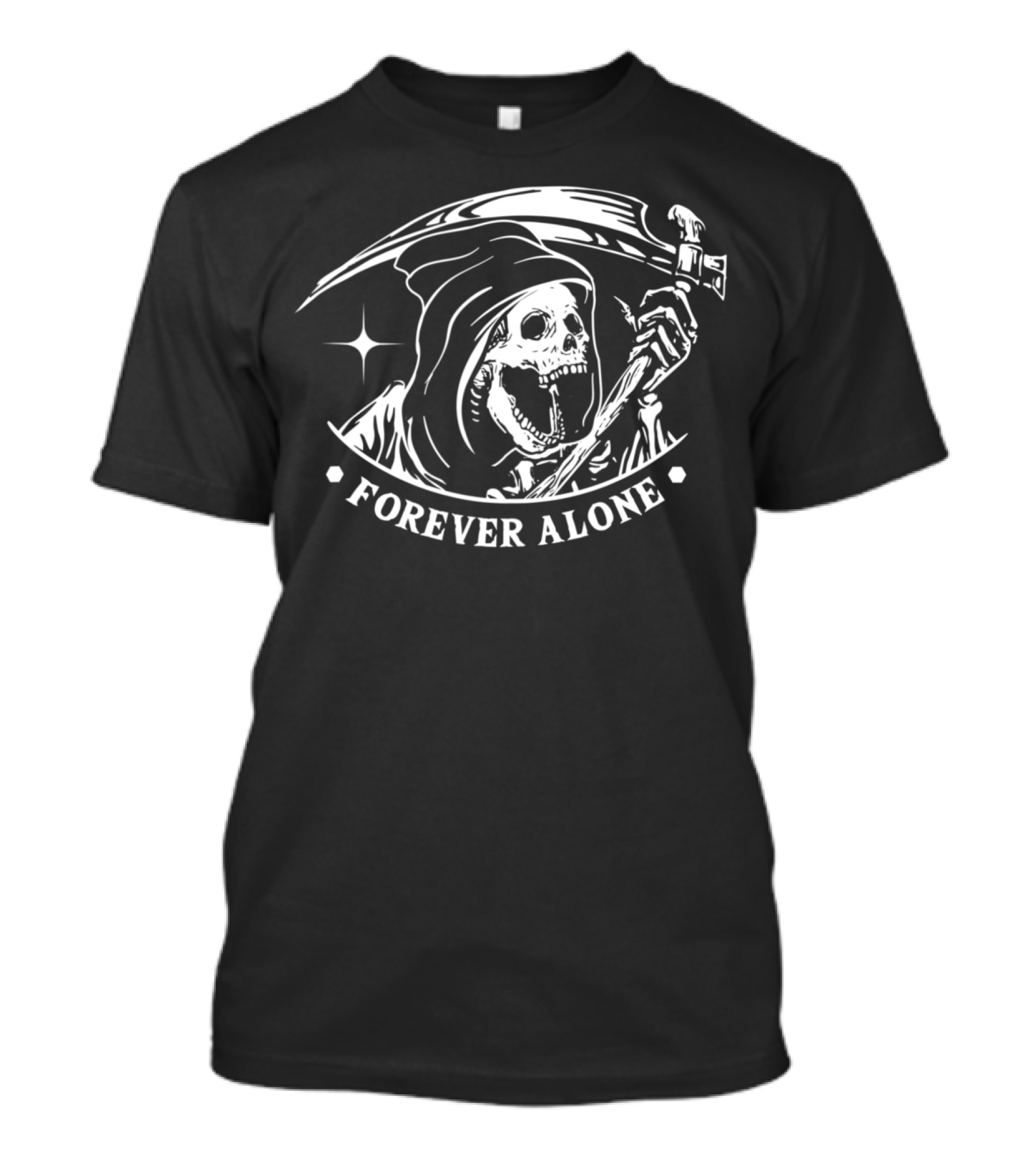Forever Alone Grim Reaper Satanic Hail Satan Skeleton Scythe Iconic T-Shirt