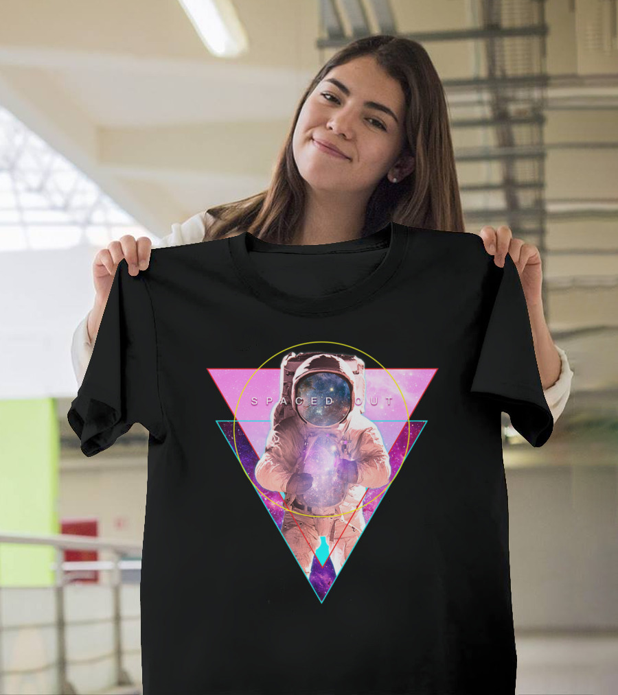 Spaced Out Astronaut Vaporwave Outer Space Galaxy Triangle T-Shirt