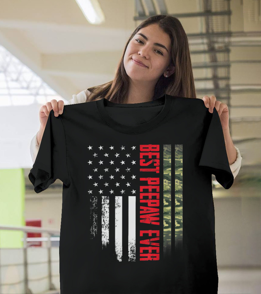 Best Peepaw Ever American Camo Flag USA Flag T-Shirt