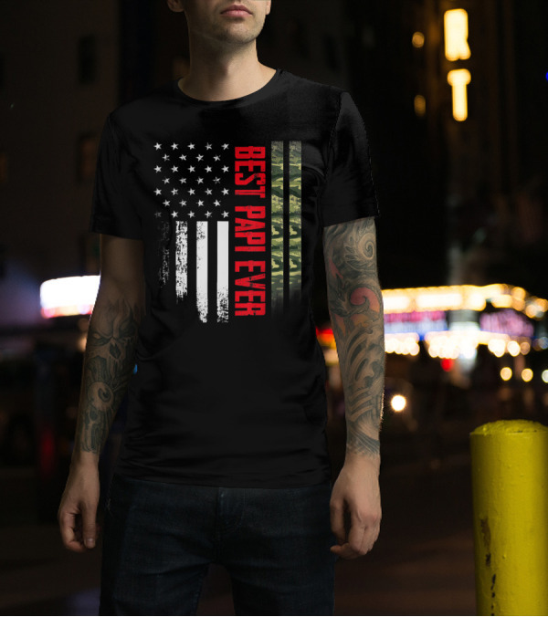 Best Papi Ever USA Camo Flag American Flag T-Shirt