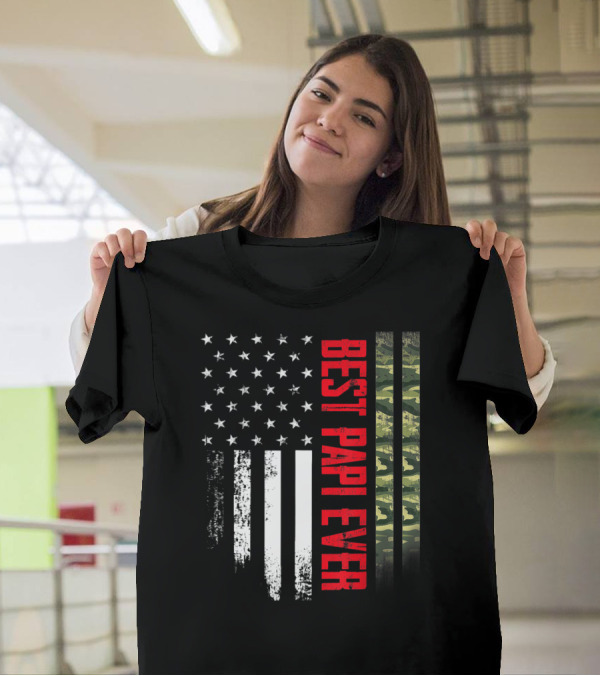 Best Papi Ever USA Camo Flag American Flag T-Shirt