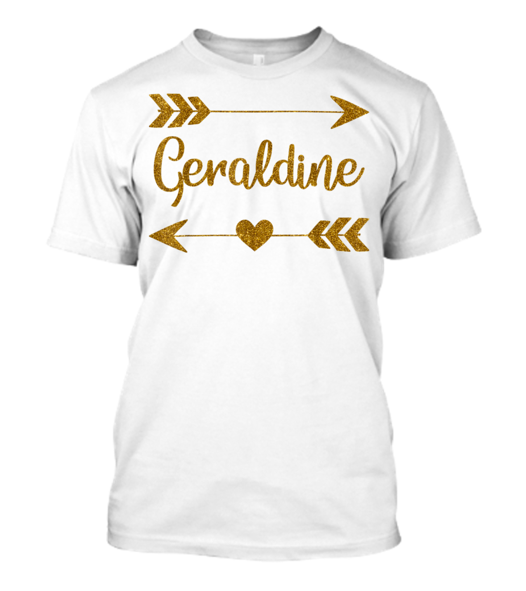 Geraldine Glitter Heart Arrows Personalized Name T-Shirt