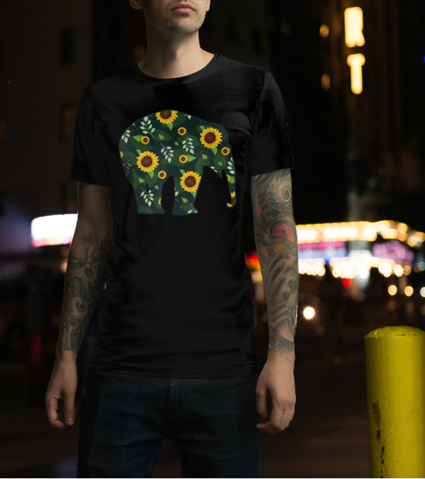 Elephant Sunflower Floral Mammoth T-Shirt