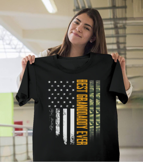 Best Granddaddy Ever Camo American Flag USA T-Shirt