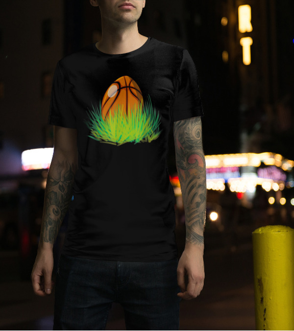 Easter Basketball Egg Hidden In Grass T-Shirt
