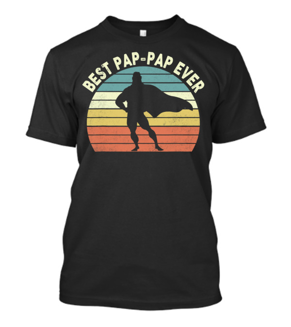 Best Pap Pap Ever Vintage Superhero Silhouette Retro Sunset T-Shirt