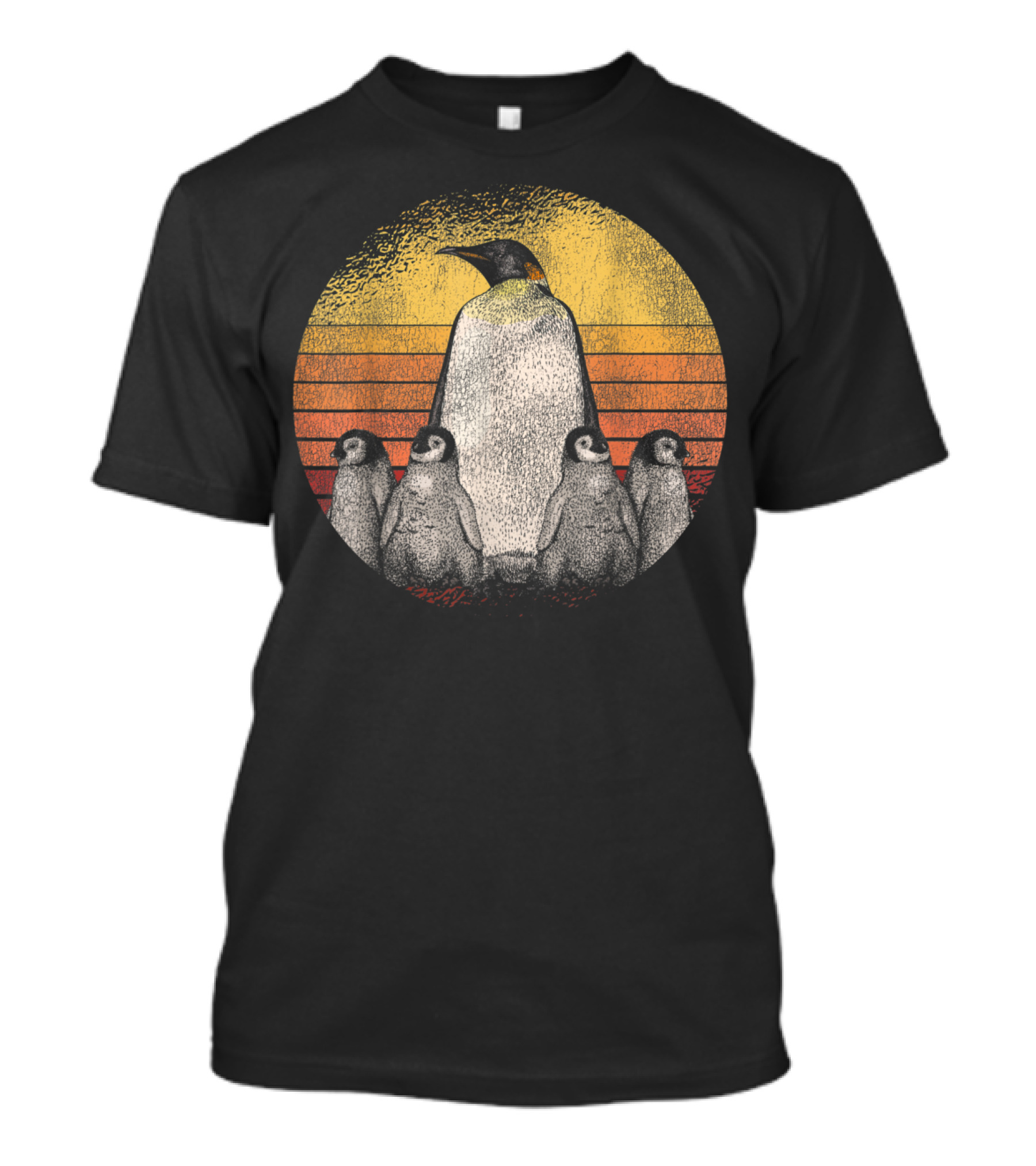 Penguin Family Vintage Sunset T-Shirt