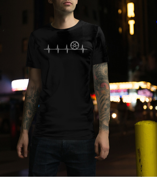 Radiation Symbol Integrated In Heartbeat Line T-Shirt