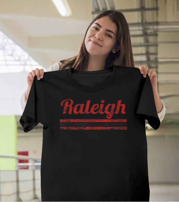 Raleigh North Carolina Retro Vintage Weathered Distressed Stripes T-Shirt