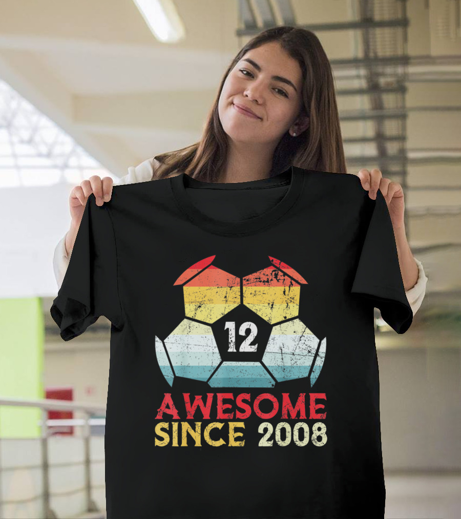 Awesome Since 2008 Vintage Soccer Ball 12 T-Shirt
