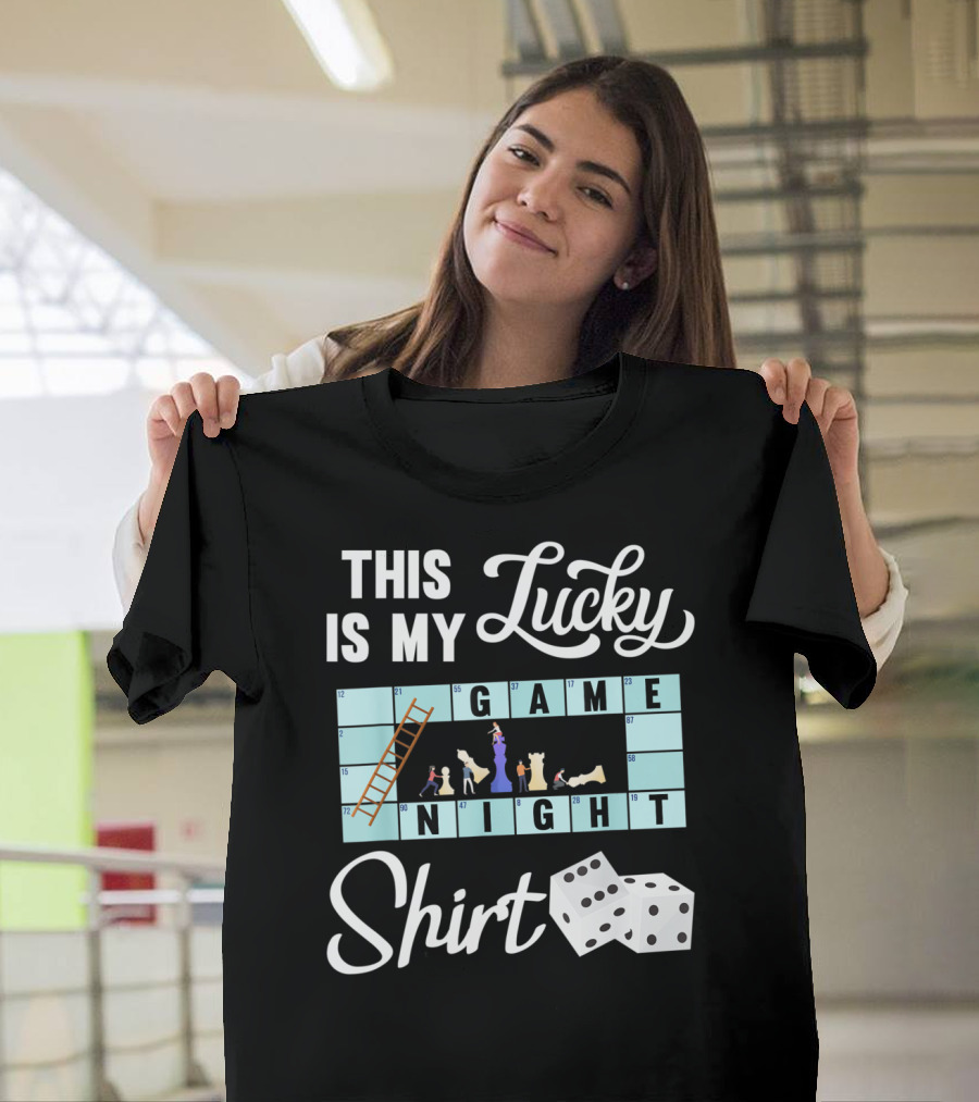 This Is My Lucky Game Night Shirt with Ladder and Dice Board Game Elements T-Shirt