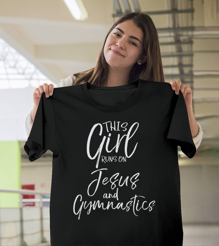 This Girl Runs On Jesus And Gymnastics Christian Gymnast T-Shirt