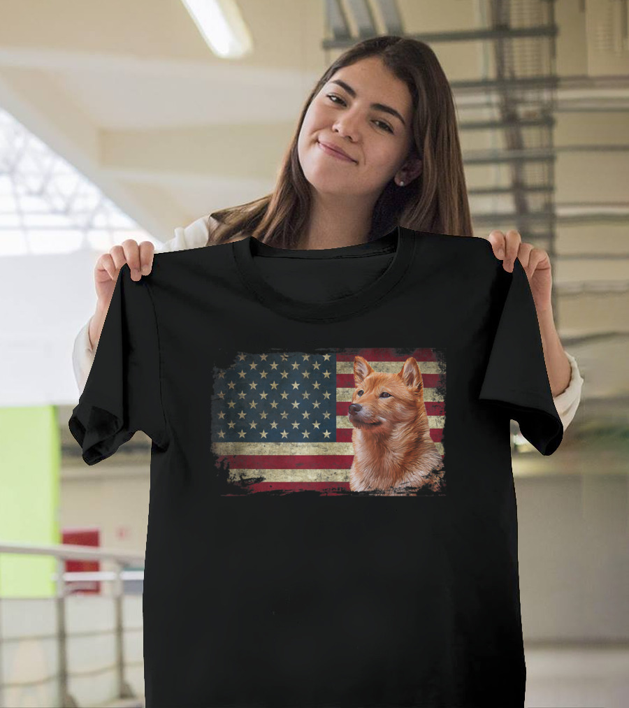 Siba Inu Merica Dog USA 4th of July American Flag T-Shirt
