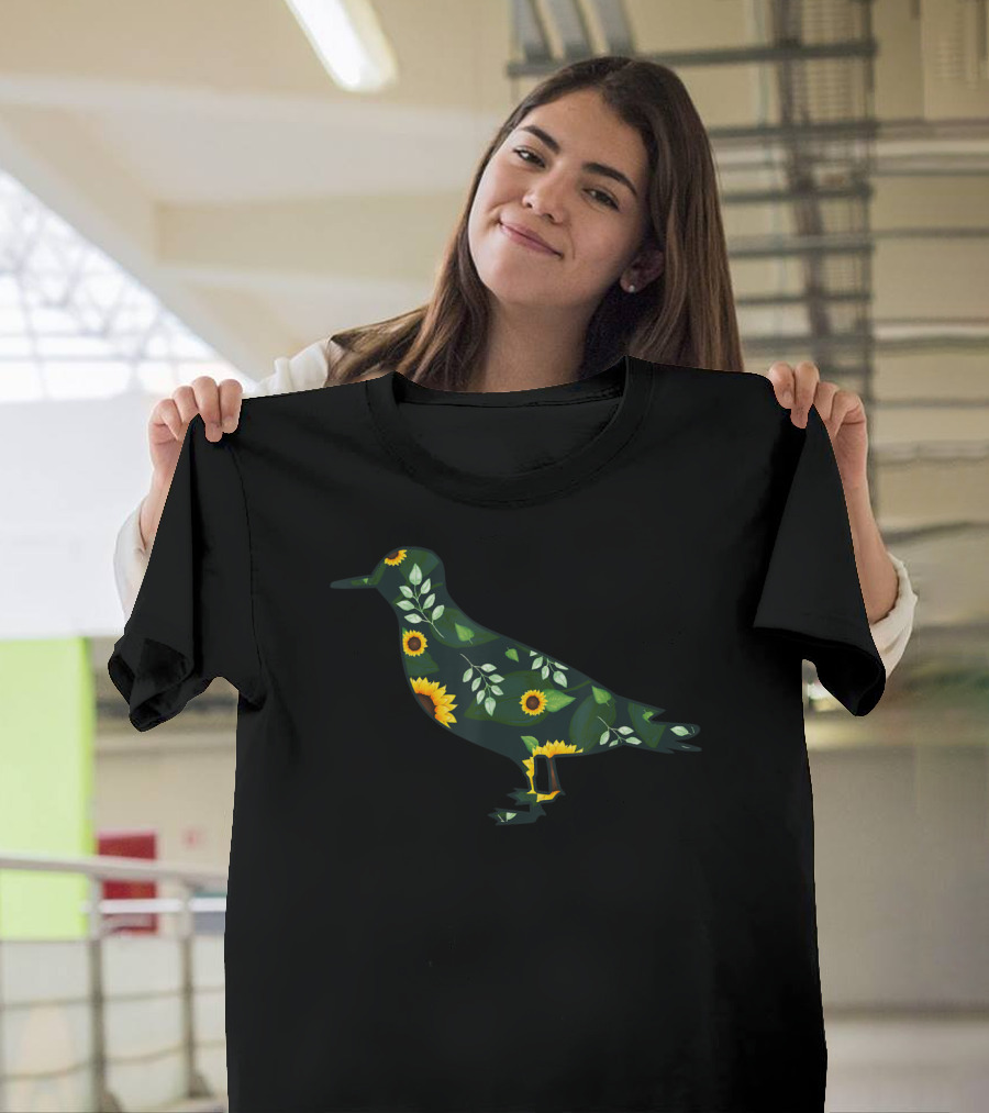 Floral Sunflower Seagull T-Shirt