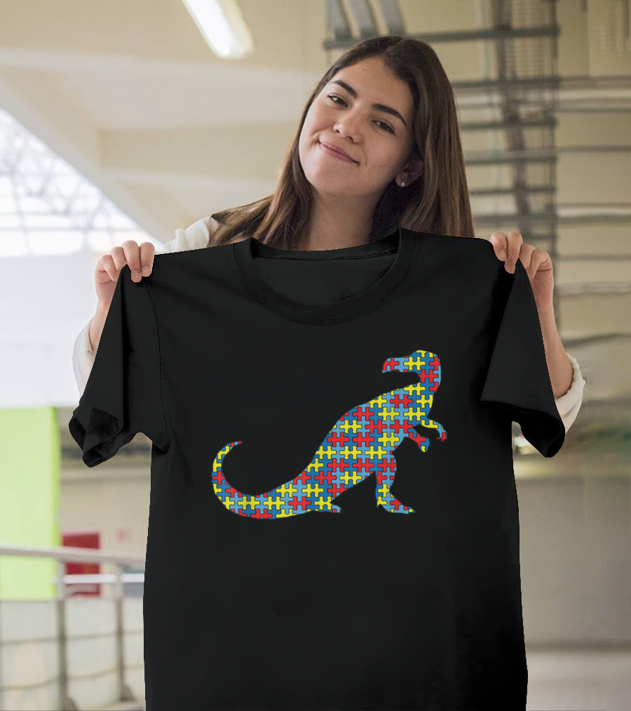 Dinosaur Autism Awareness Trex Puzzle T-Shirt