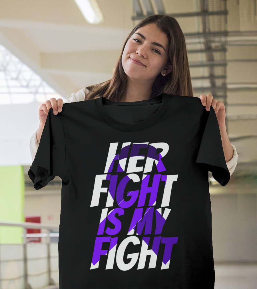 Her Fight Is My Fight Epilepsy Ribbon Epilepsy Disorder Awareness T-Shirt