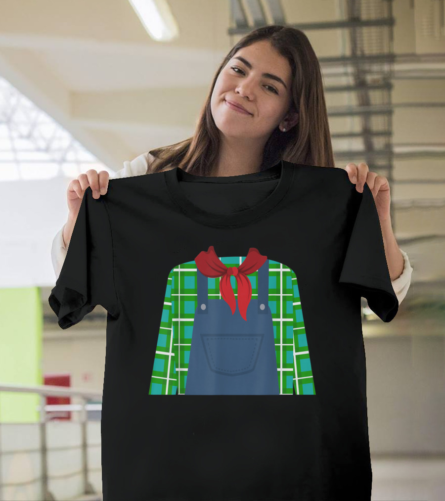 Plaid Green Shirt Funny Red Bandana Farmer Costume T-Shirt