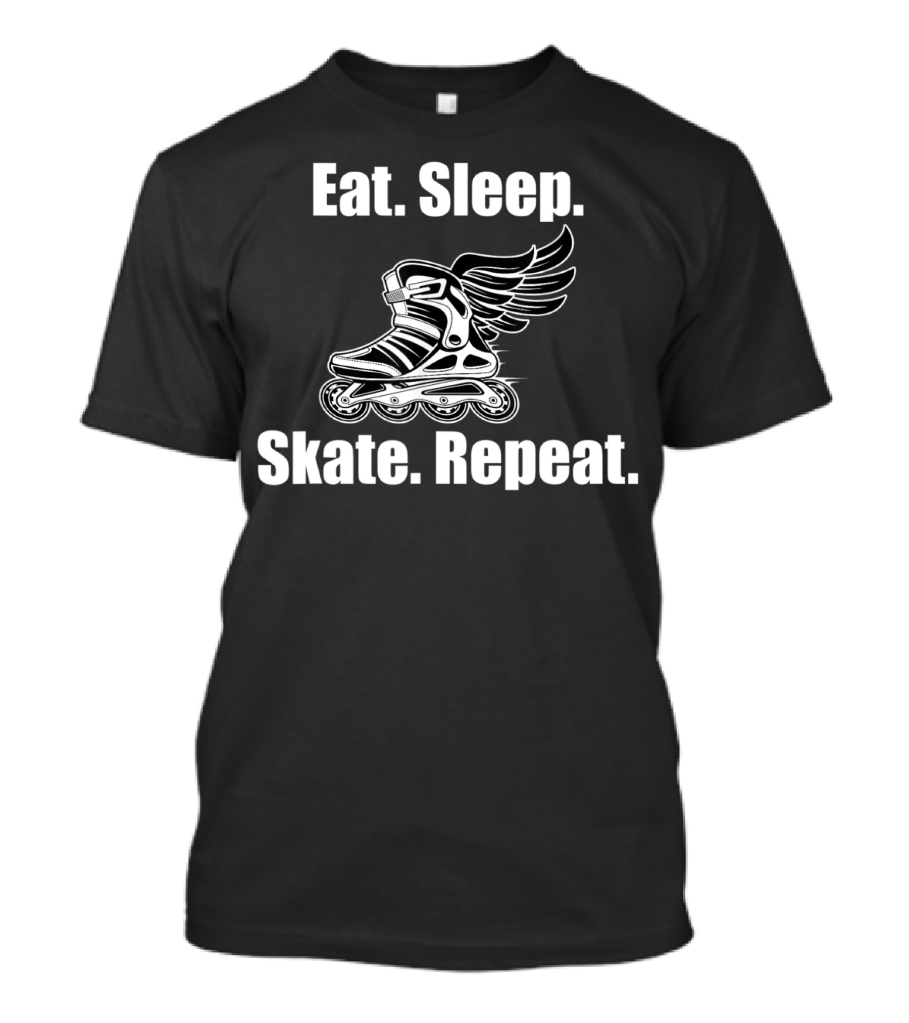 Eat Sleep Skate Repeat Winged Roller Skate T-Shirt