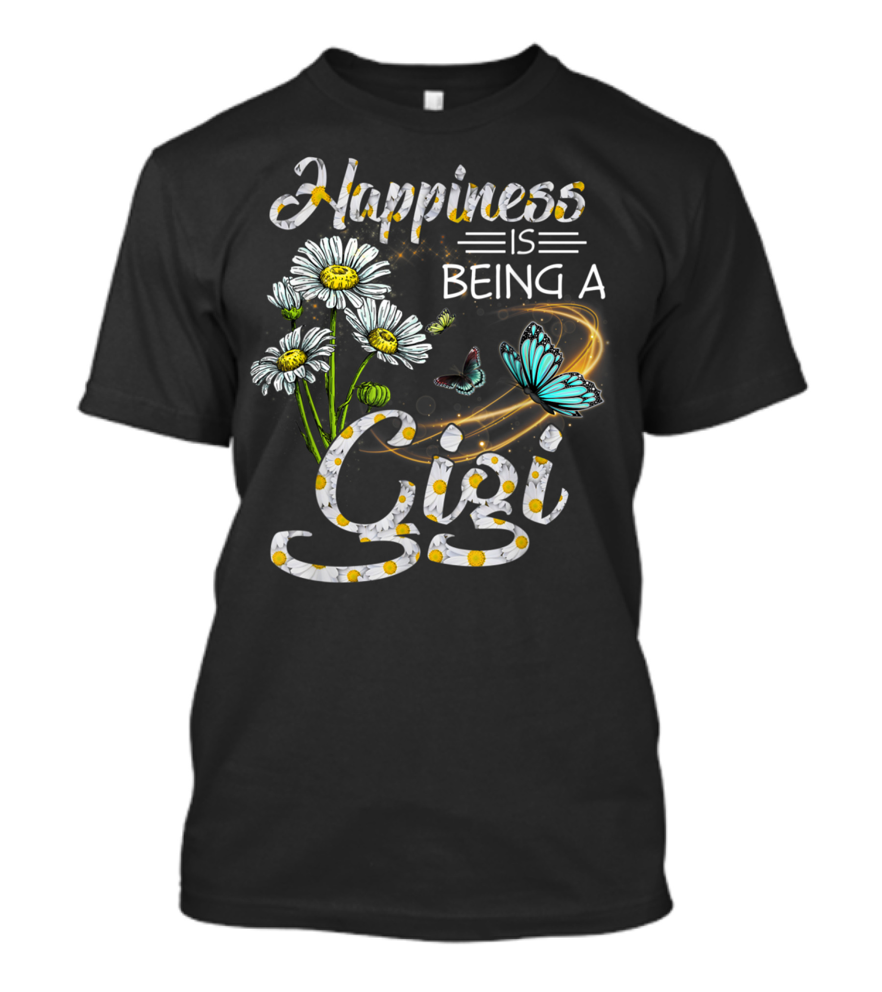 Happiness Is Being A Gigi With Daisy Flowers And Butterflies T-Shirt