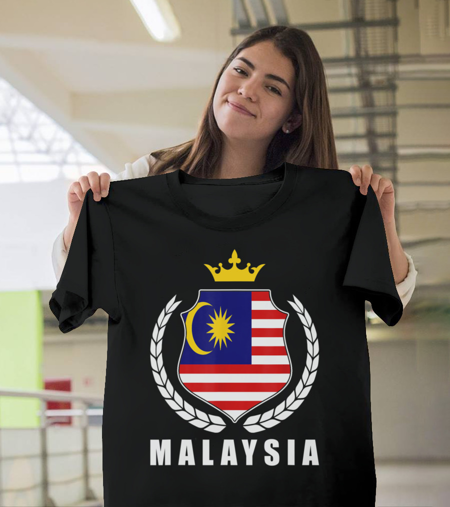 Malaysia Flag With Crest And Crown Emblem T-Shirt