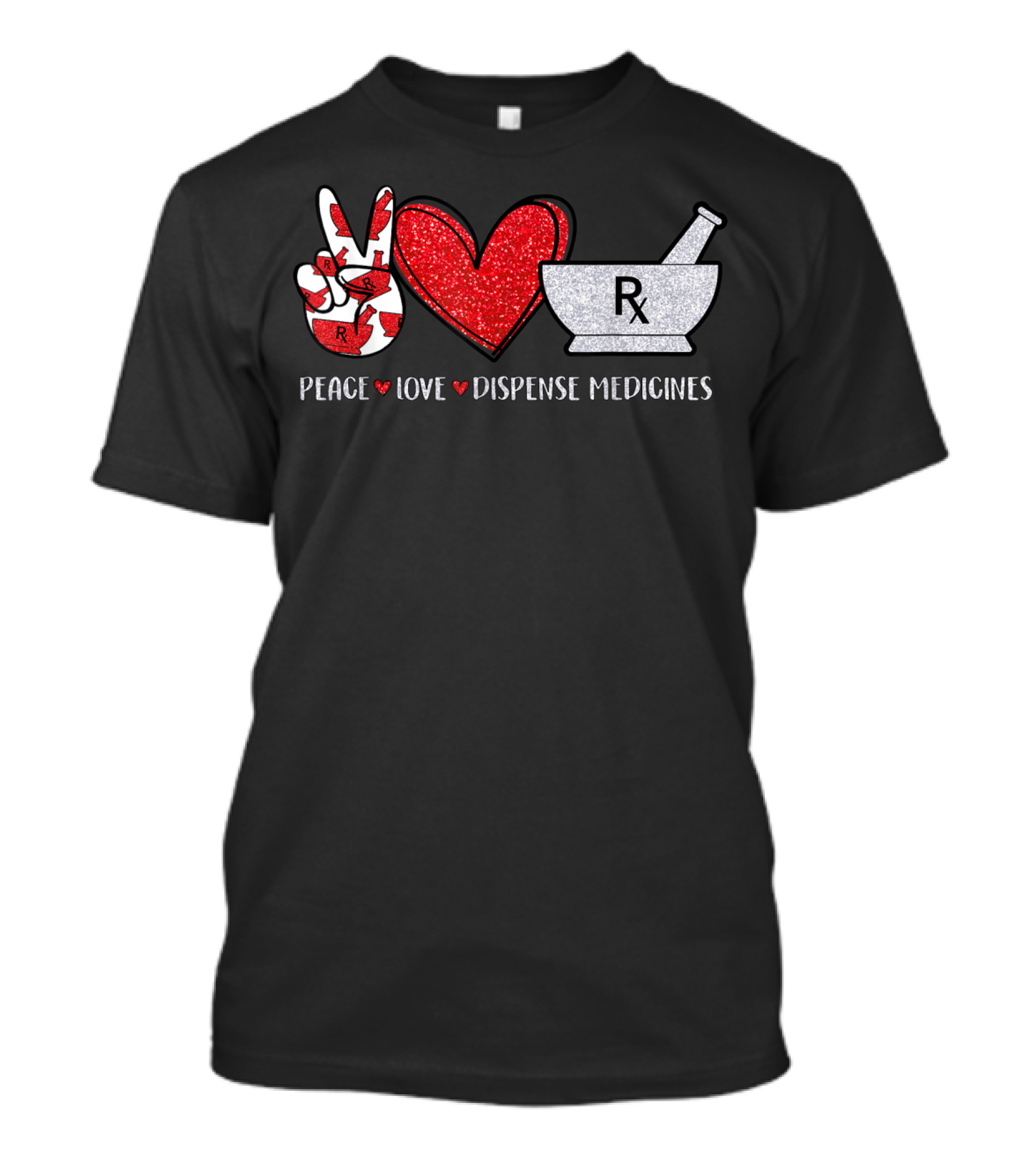 Peace Heart Pharmacy RX Symbol Dispense Medicines T-Shirt